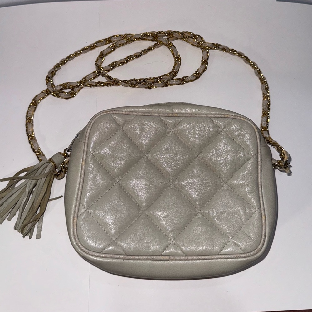 David Hollis Quilted Leather Cream Crossbody
